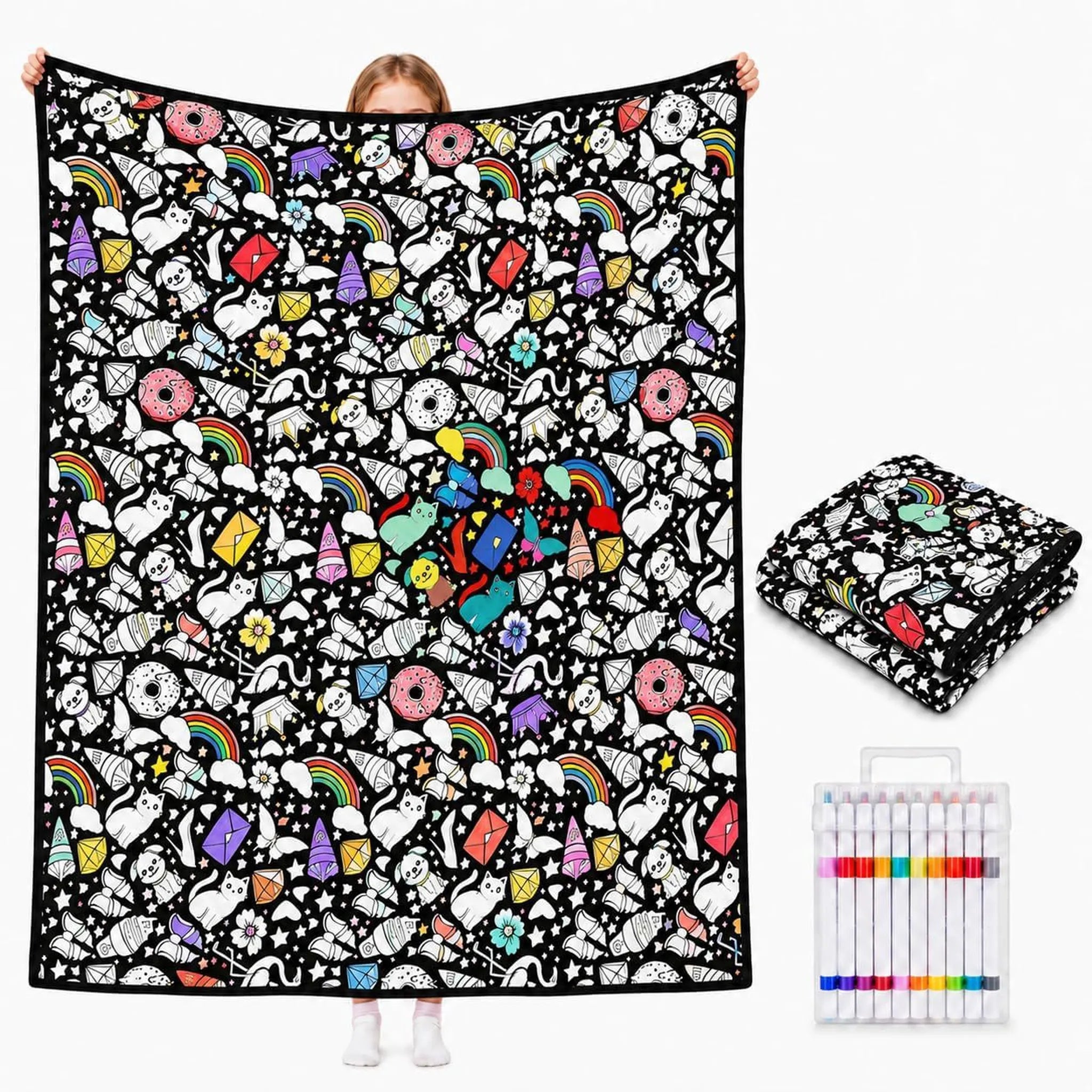 DIY creative coloring blanket for kids and family
