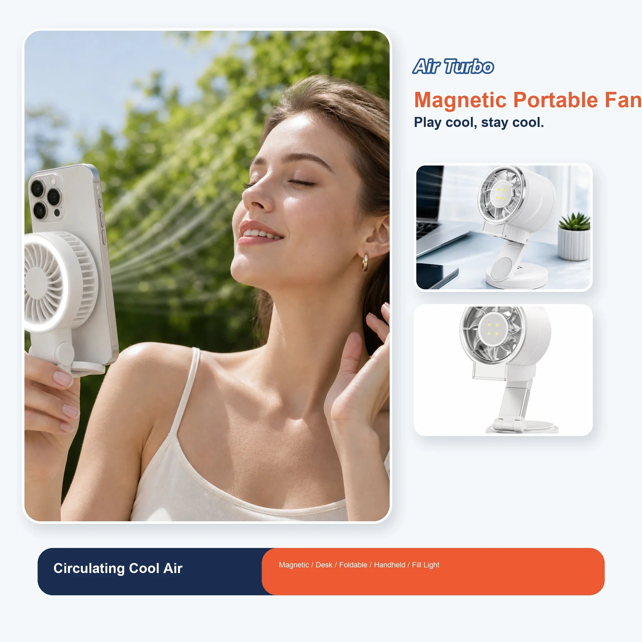 Mini Magnetic Foldable Phone Fan