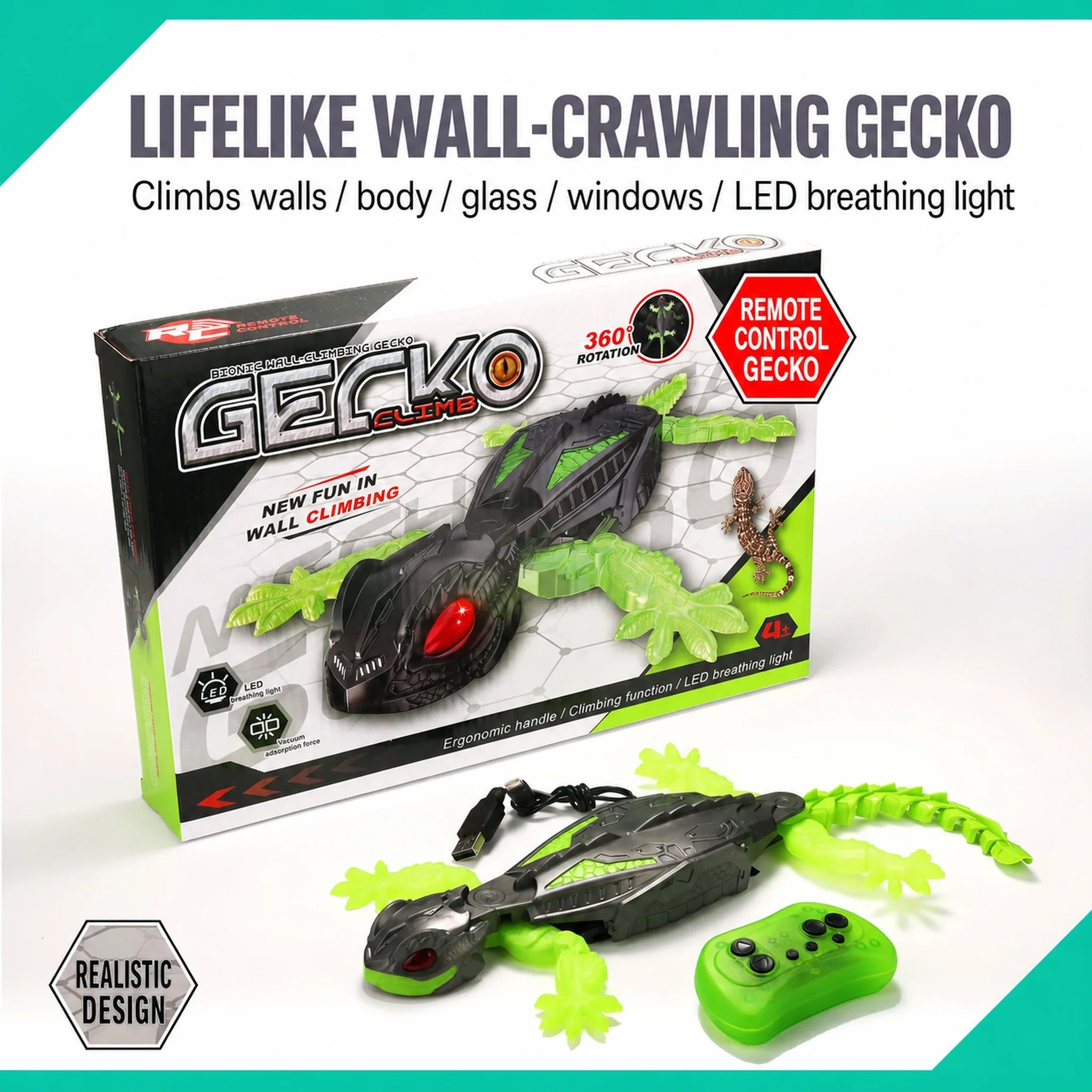 Rechargeable RC Climbing Gecko Prank Toy